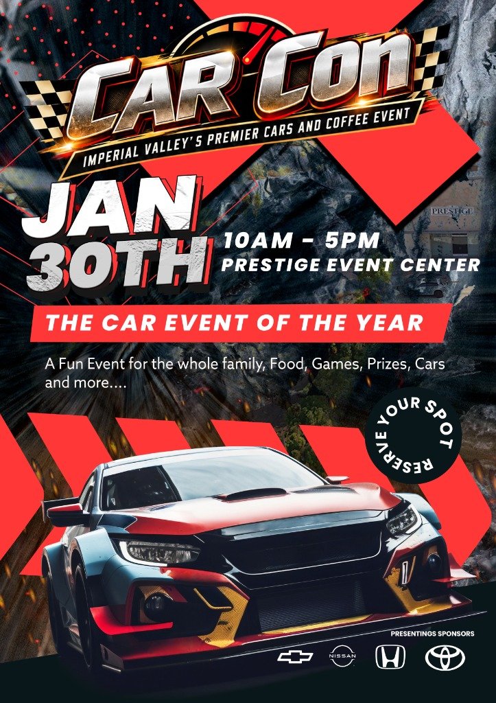 CAR CON January 30th Prestige Event Center Official Flyer