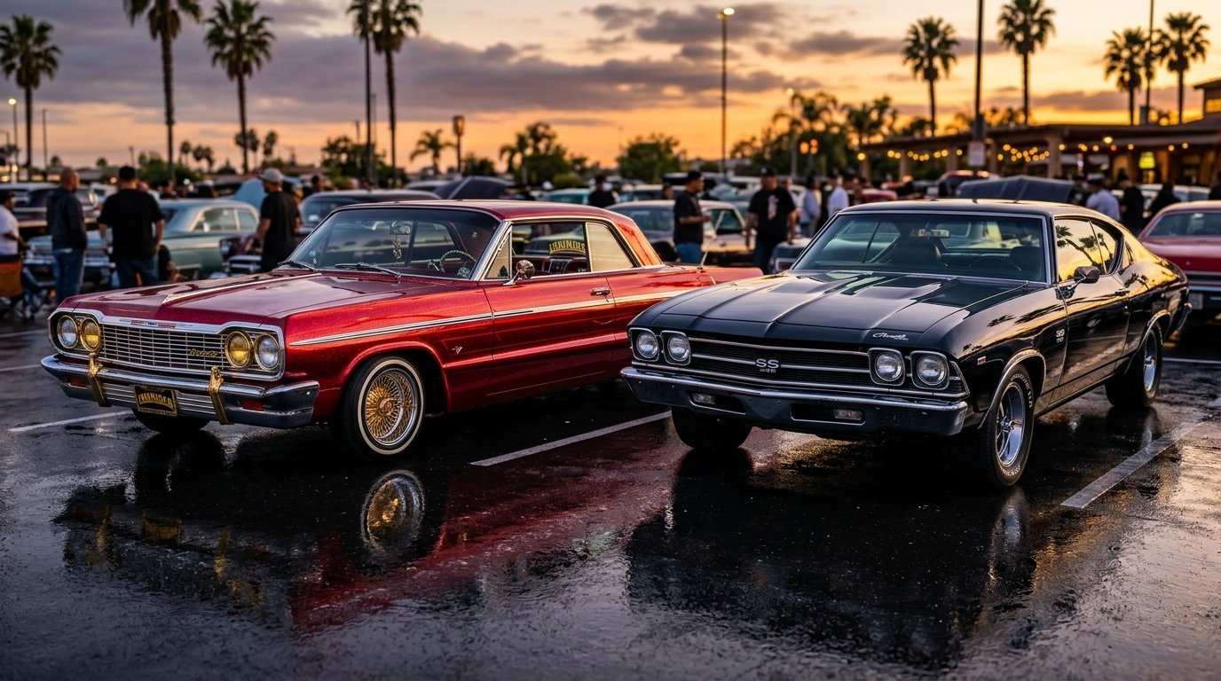 Classic Lowriders and Muscle Cars from Southern California and Mexicali Car Clubs